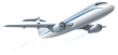 A small white airliner in flight color icon

